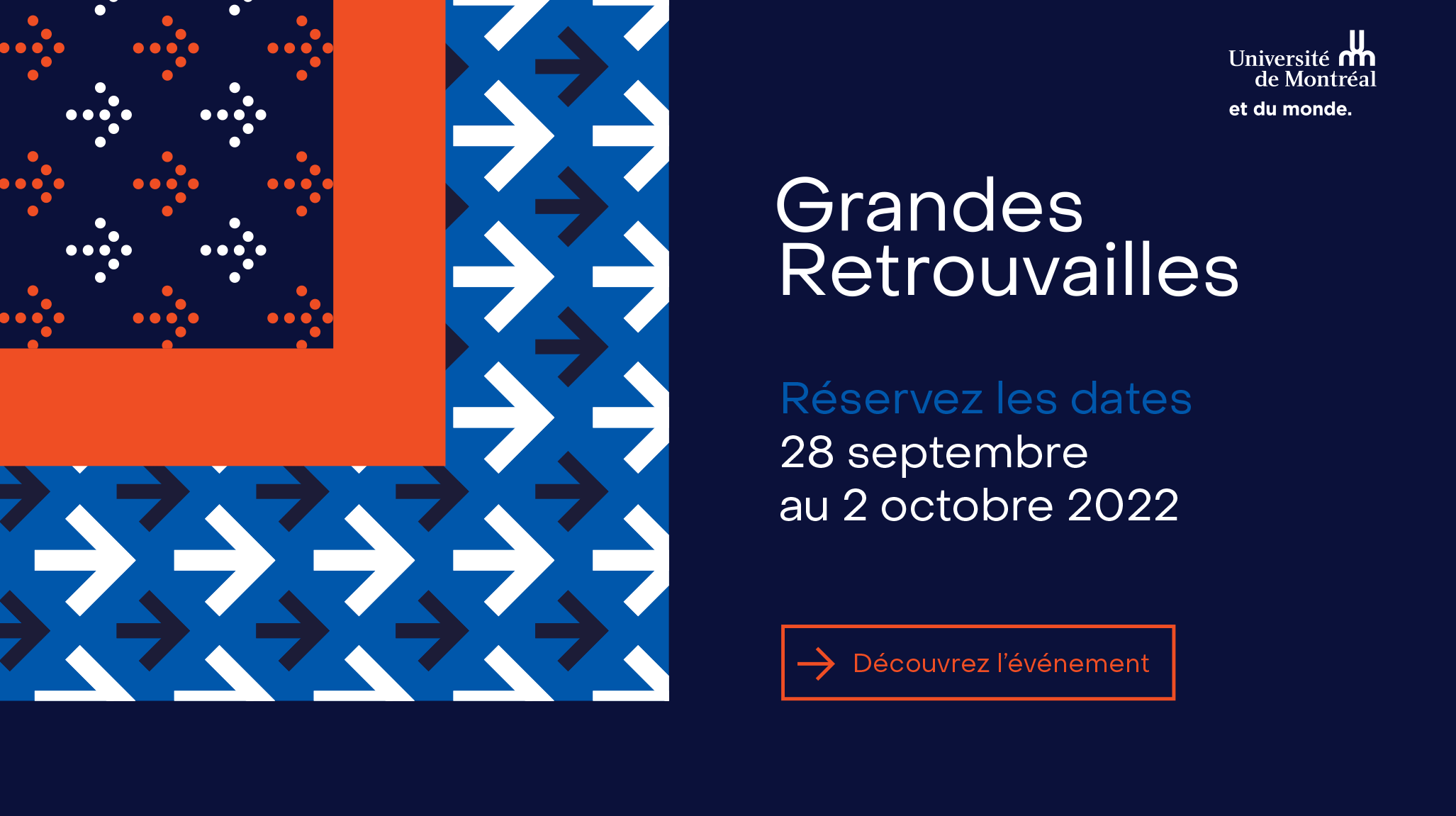 Illustration bleu et orange pour un événement UDM